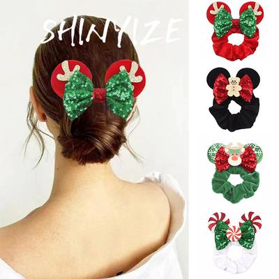 Natal Disney Orelhas Fofas Elásticos Veludo Faixas de Cabelo Para Meninas Lantejoulas Laços 4" Faixa de Cabelo Mulheres Viagem Festival DIY Acessórios de Cabelo