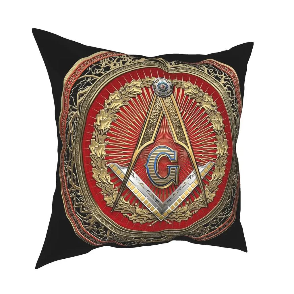 Masonic Symbols Square Pillow Case Cushions for Sofa rd Degree Mason Silver Jewel Master Custom Pillowcover Home DecorBlack,