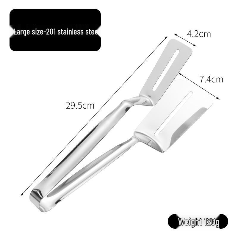 304 Stainless Steel Multi-functional Kitchen Tongs & Fish Spatula for BBQ, Steak, Bread, and More