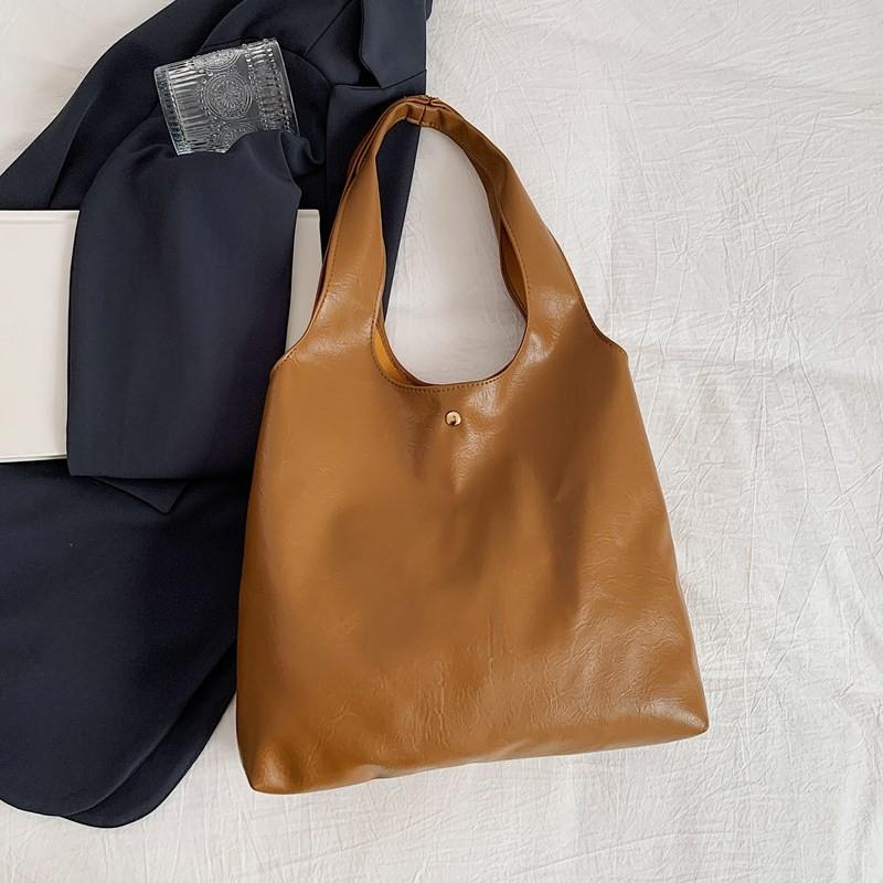 Fashionable Large Capacity Pu Tote Bag For Women Stylish Commuter Handbag In Black Silver White And Brown