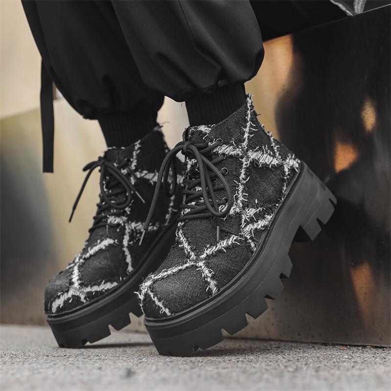 Niche Destruction Wind Derby Boty Muži Kadeřník Běžné Kožené Boty Platforma Martin Boty Žebrák Boty 77067-J