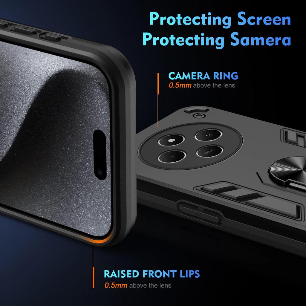Military Armor Case For Xiaomi Poco C75 Redmi 14C A3 4G Protective Cover Ring Magnetic Holder Shell Coque Fundas