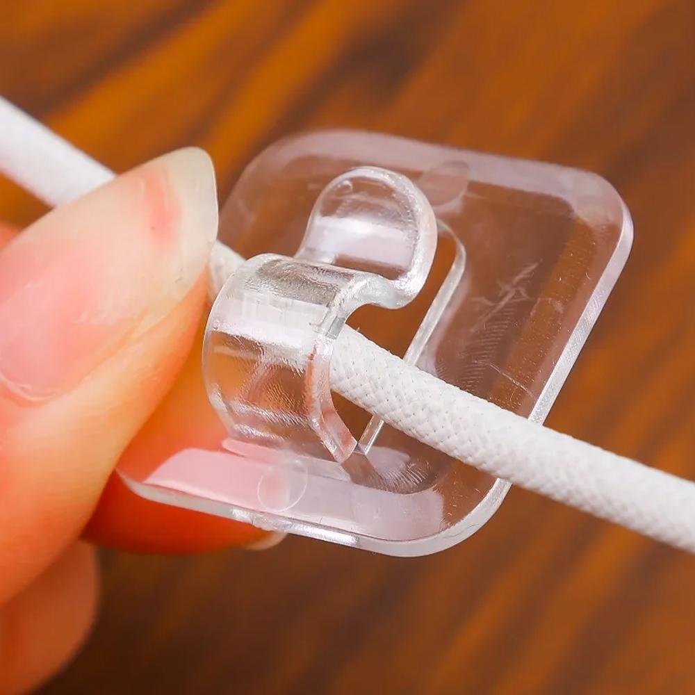 Self Adhesive Cable Fixing Hook, Wall Hooks for Hanging String Light,  Home Office Clear Cable Hooks Organizer, Sticky Hooks