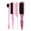 4pcs Bristle Slick Back Hair Brush for Sleek Ponytail Bun & Smoothing Hairs, Flyaways, Edge Control - Backcombing & Teasing