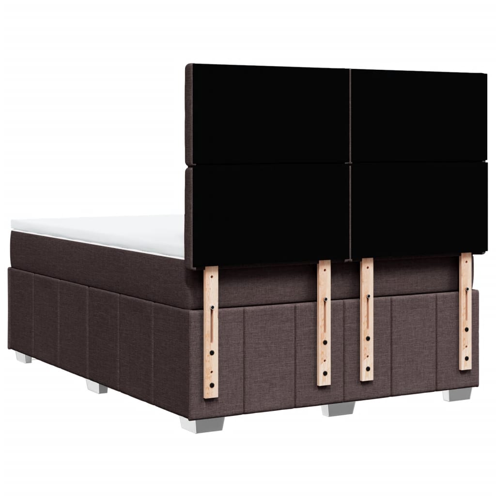 Box Spring Bed with Mattress Dark Brown 140 x 200 cm Fabric