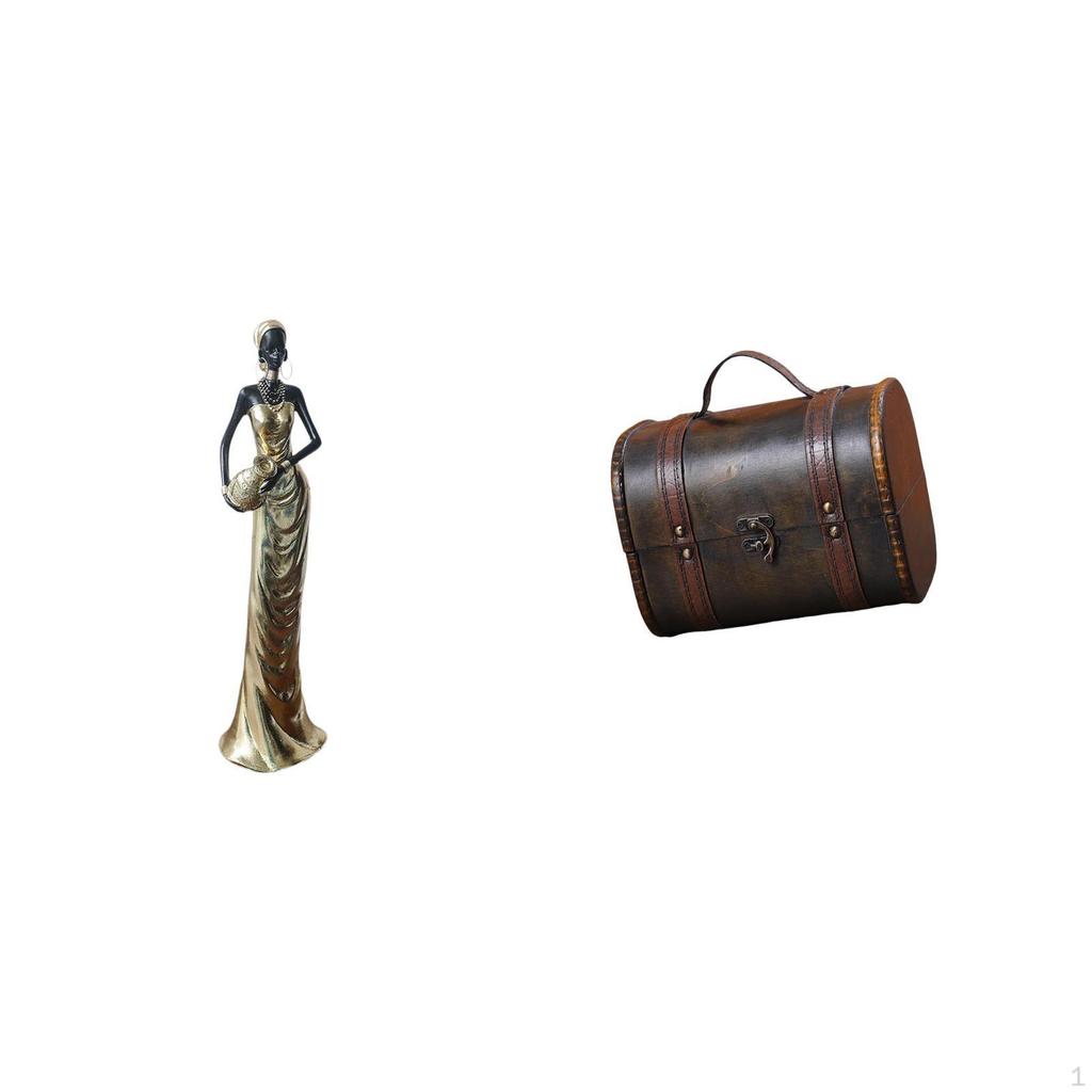 African Tribal Lady Figurine Sculpture Vintage Art Crafts Decorative Ornament for Fireplace Cabinet
