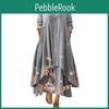 Printed Fashion Longsleeved Casual Womens Oneck Loose Dress