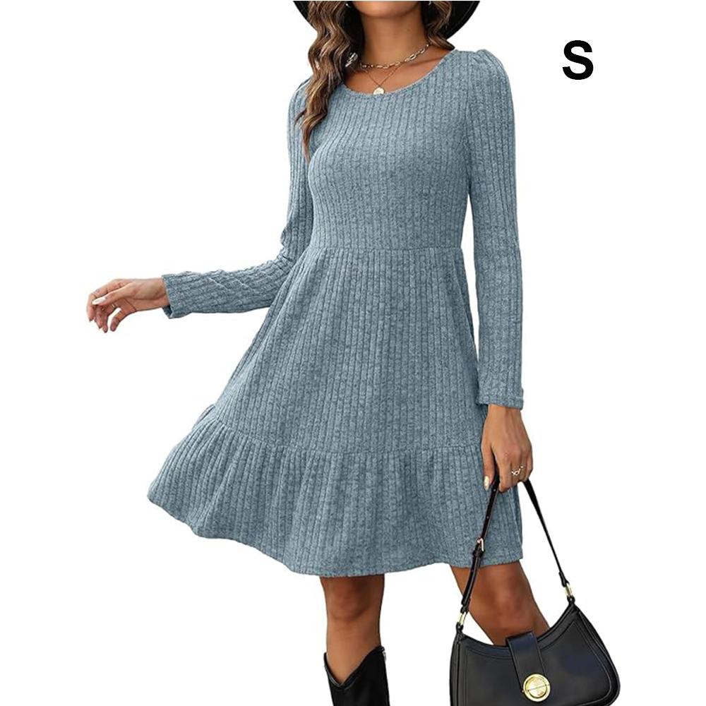 Rochie pulover cu mânecă lungă pentru femei Rochie casual în linie A, cu gât roșu, toamnă și iarnă