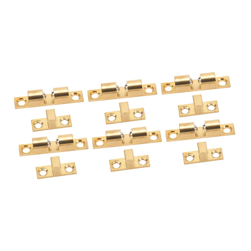 6 Set Cabinet Door Catch Brass Cabinet Door Closet Ball Tension Catch Latch with Gold Screw for Most Cabinets 50mm 2in