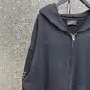 23SS B Marke Sanskrit Flamme Reißverschluss Hoodie - Lockere Passform Lässige Jacke