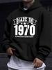 American/European Style Unisex Autumn/Winter Printed Hoodie Long-Sleeve Sweatshirt, MADE IN 1970 Vintage Digital Print Hooded Sweatshirt, Year of Birt
