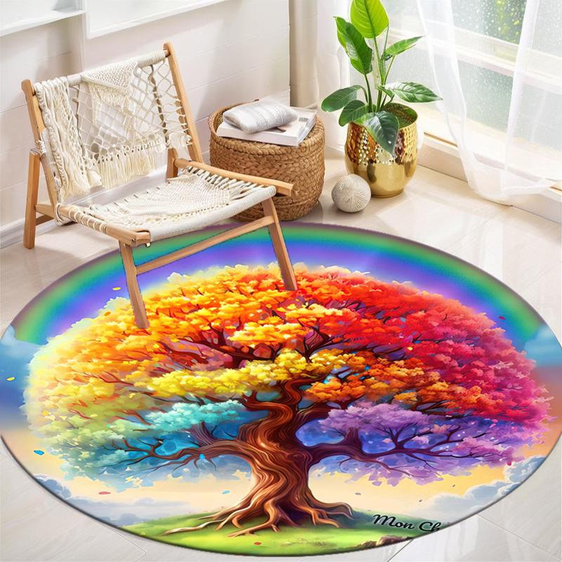 1Pc Tree of Life Circular Print Rug - home decoration Carpet For Living Room Bedroom Flooring Computer Chair Area Rug