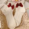 Milky White Bow Lace Socks Women Cute Lolita Japanese Jk Lace Socks Lolita Sweat-Absorbent Mid-Tube Socks