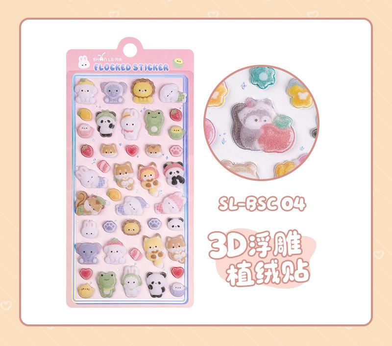

POPULAR 3D Flocking Embossed Decals Adorable Sniffles Rabbit Animal Children-Friendly Girls Phone DIY Decoration Short Plush Decals