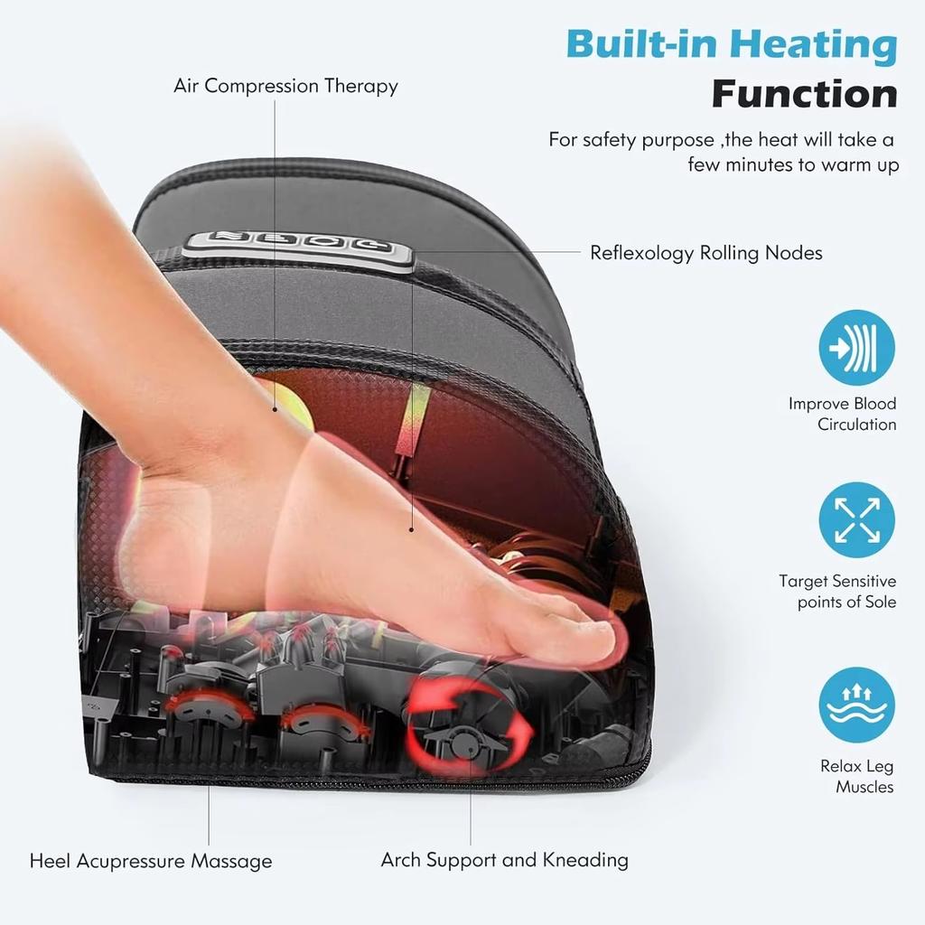 Smart Hot Compression Electric Foot Massager Heating Therapy Shiatsu Kneading Roller Calf Leg Muscle Relaxation Foot Spa Machine