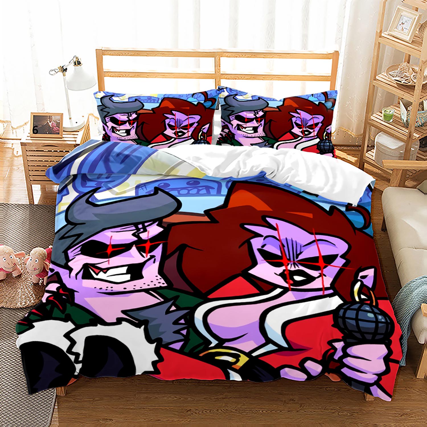 

3D Friday Night Funkin Bedding Set Single Twin Full Queen King Size Friday Night Funkin Bed Set Children Kid Bedroom Duvet Cover US Queen(228x228cm)