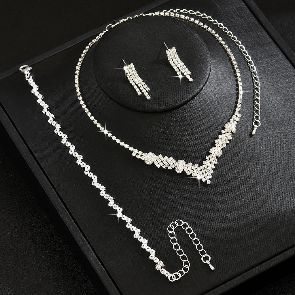 Banquet Wedding Party Elegance Temperament Set Necklace Earrings Bracelet, Bridal Ladies Necklace