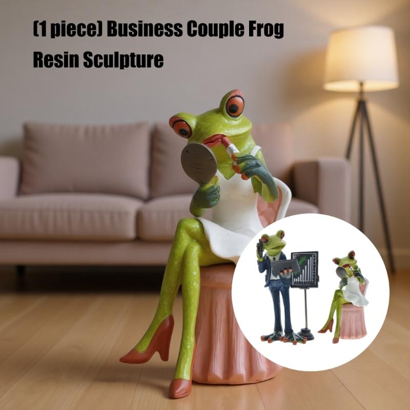 Elegant Treefrog Lover Sculpture Resin Desk Ornament For Living Room Bedroom Decoration And Anniversary Present