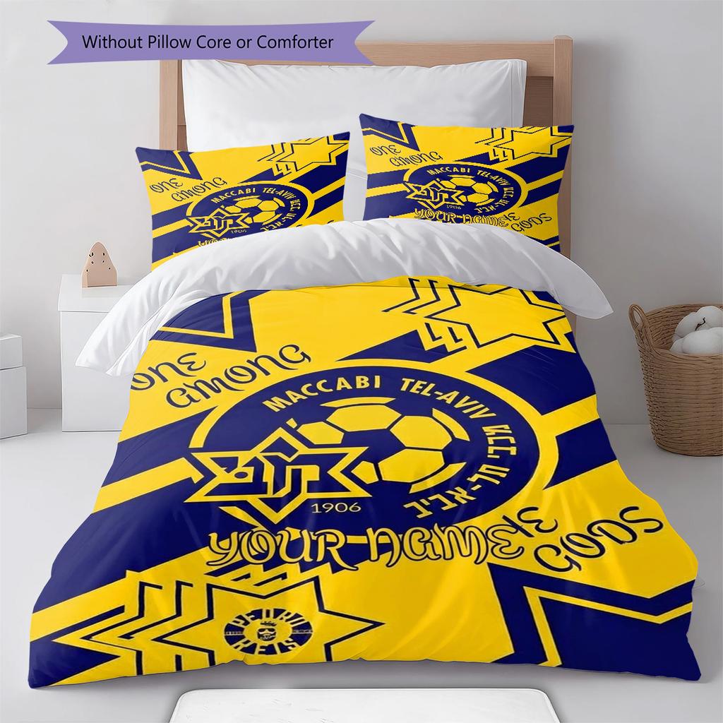 Maccabi Fan Gear Custom Name Pattern Bedding Quilt Set Quilt Cover Pillowcase Home Birthday Gift(1 * duvet cover + 2 * pillowcase, without core)