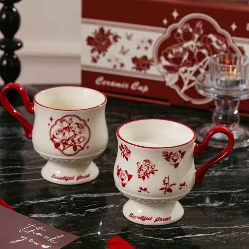 

Winter Rose Ceramic Couple Mugs Gift Set