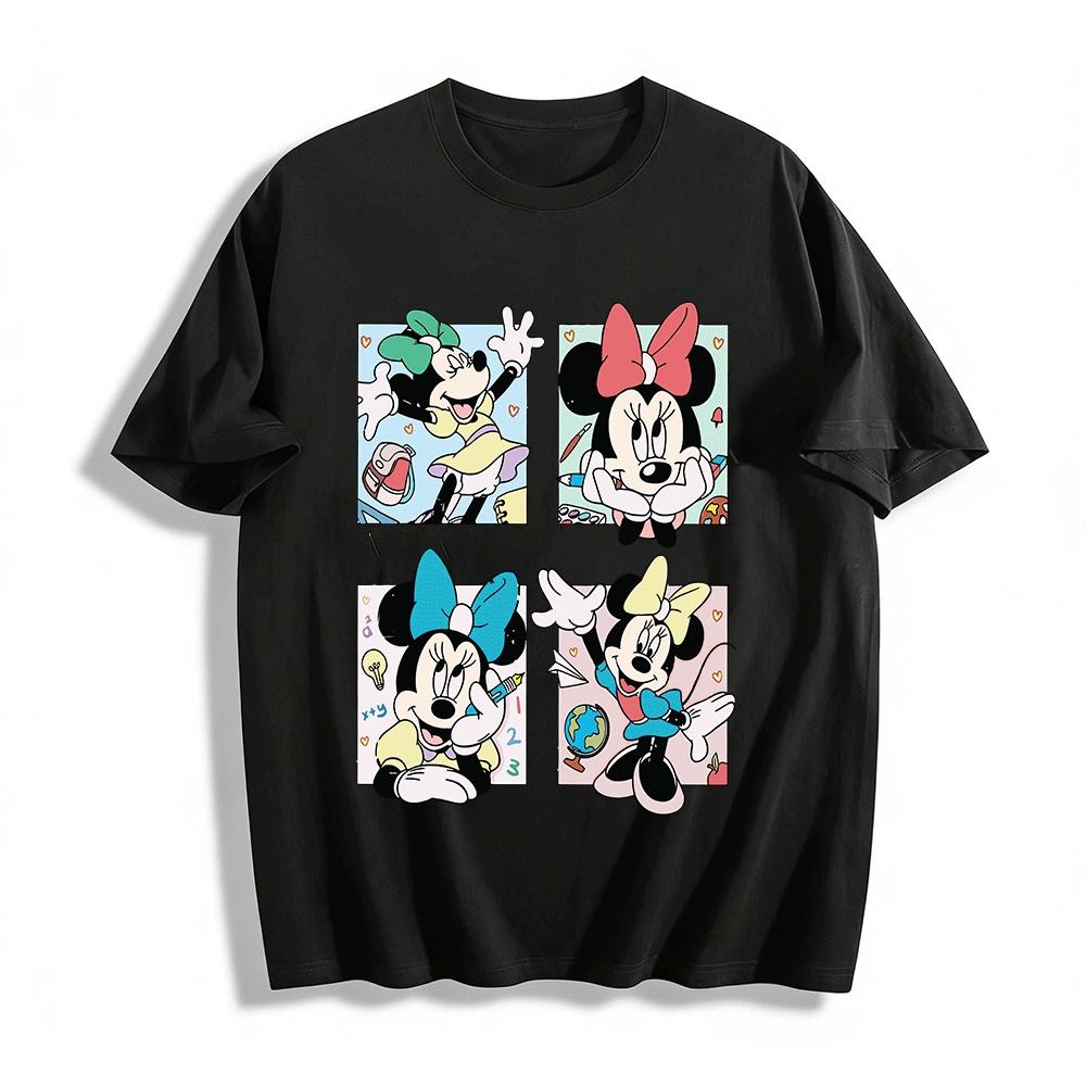 

Cute Minnie Campus Style Print Cotton T-shirt For Adults Kids Pure cotton T-shirt XXS