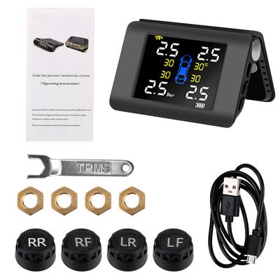 Mit 4 externen oder eingebauten Sensoren Auto-Reifendruckkontrollsystem Reifendruckalarm LED-Anzeige Temperaturwarnung Kraftstoff sparen Solarenergie TPMS