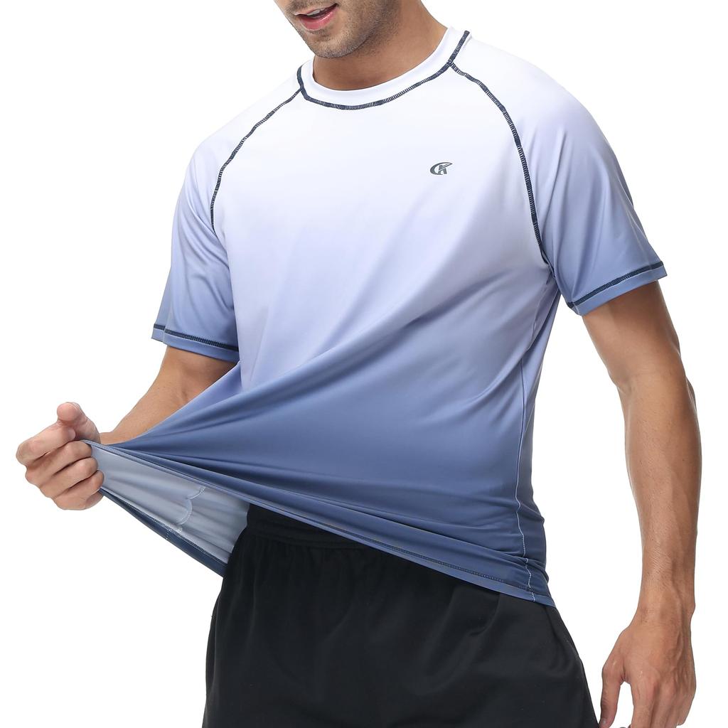 Rashguard für Kurz Kühl bis zum UV Schnell Sonnenschutz [Hyzhwl] Herren, Ärmel, Bademode, T-Shirt, UPF50+, Berührung, Schutz, Trocknend, Amphibisch,