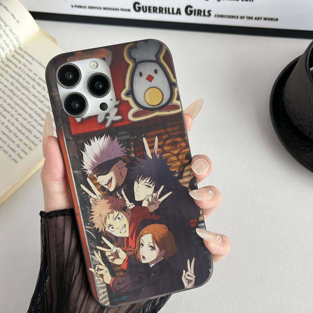 Übernatürliches Anime Jujutsu Kaisen Für Telefon 17 16 15 14 13 12 11 Pro Max Plus Pro Air Handyhülle Wellenförmige Streifen Rückseite