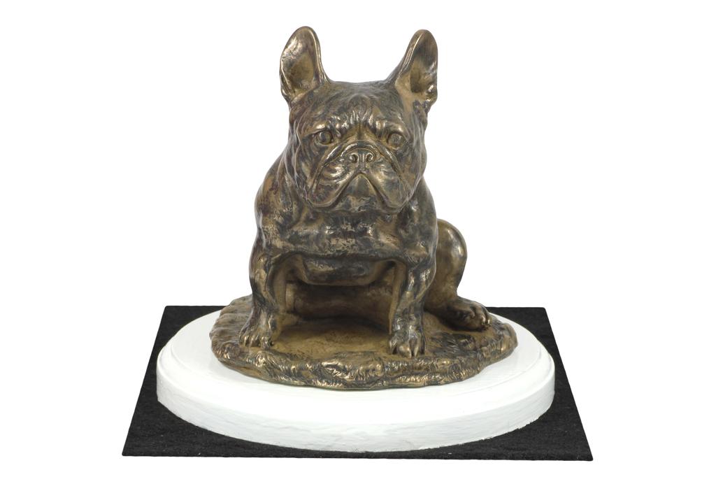 Francouzský buldoček, Frenchie II - figurka psa, figurka na bílém podstavci, trofej pro výstavu psů Art-Dog