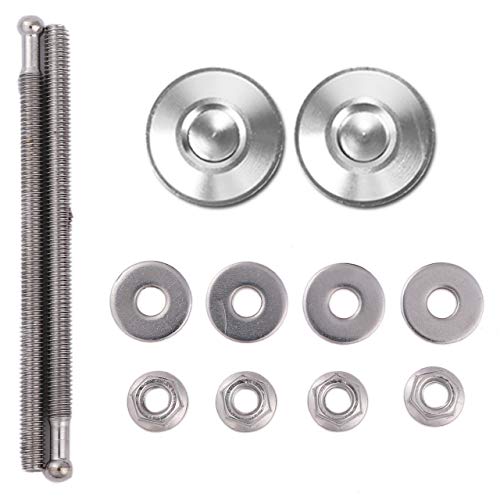 

Hiro World Trade Bonnet Pins, Set of 2, Bonnet Pins, Quick Release, Quick Fastener, Push-Lock, Hood Pins (Silver, Set of 2)