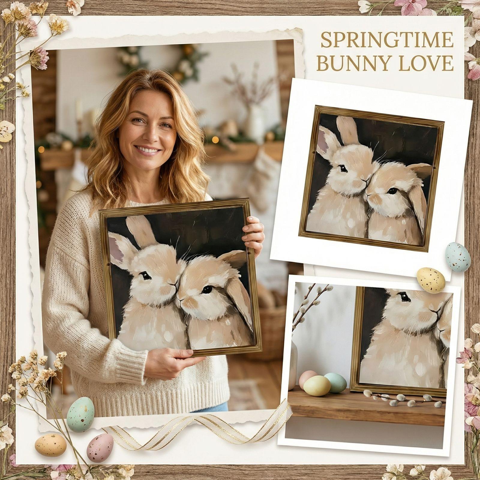 

Easter Party Decorations Wooden Bunny Photo Frame Sign One Size