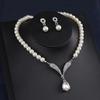 1 Set Bridal Faux Pearl Rhinestone Pendant Necklace Jewelry Women And Earrings Elegant Wedding Jewelry Set