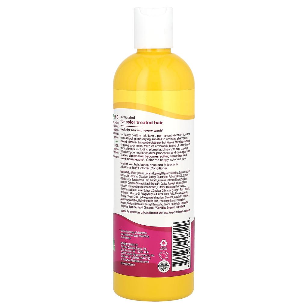 Alba Botanica, Hawajski szampon, Colorific Plumeria, 12 fl oz (355 mililitrów)