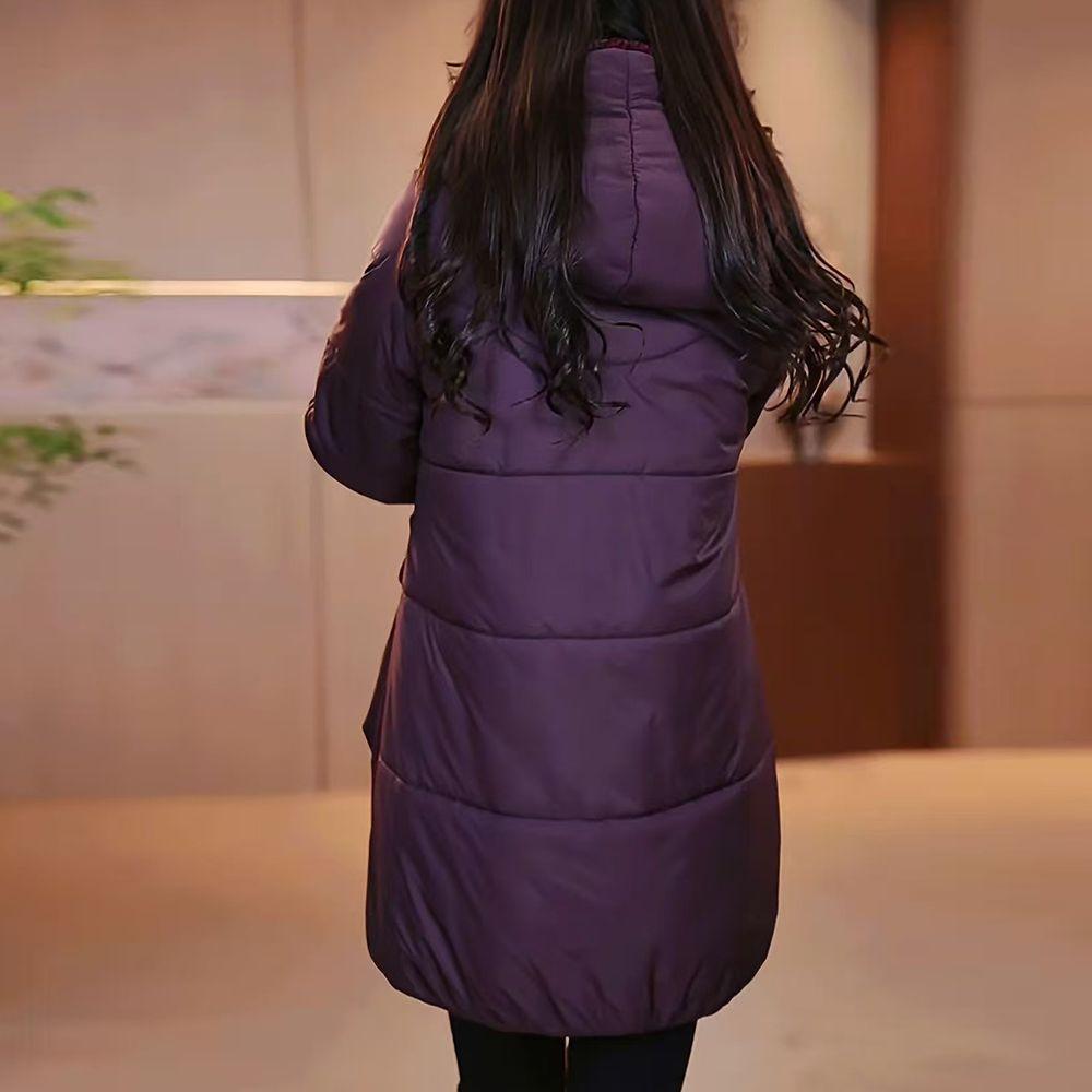 Winter Loose Padded Coat with Removable Hood Plus Size Warm Coldproof Overcoat