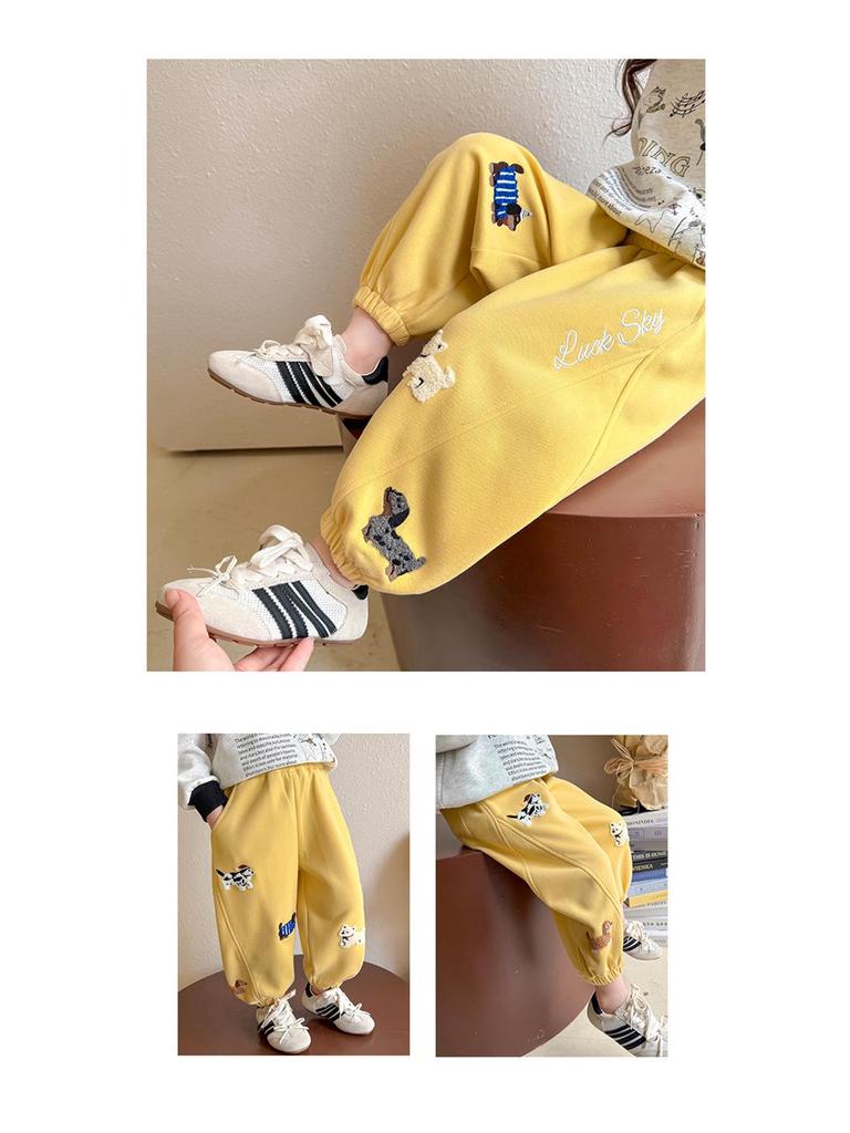 Girls' Fashionable Embroidered Sweatpants for Spring & Autumn 2025