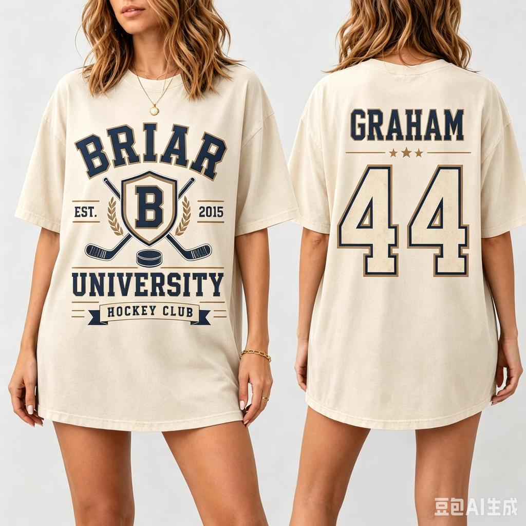 Briar University Hockey Club Graham 44 Tricouri Off Campus Bărbați Femei Bumbac Îmbrăcăminte Y2K Top cu Mânecă Scurtă
