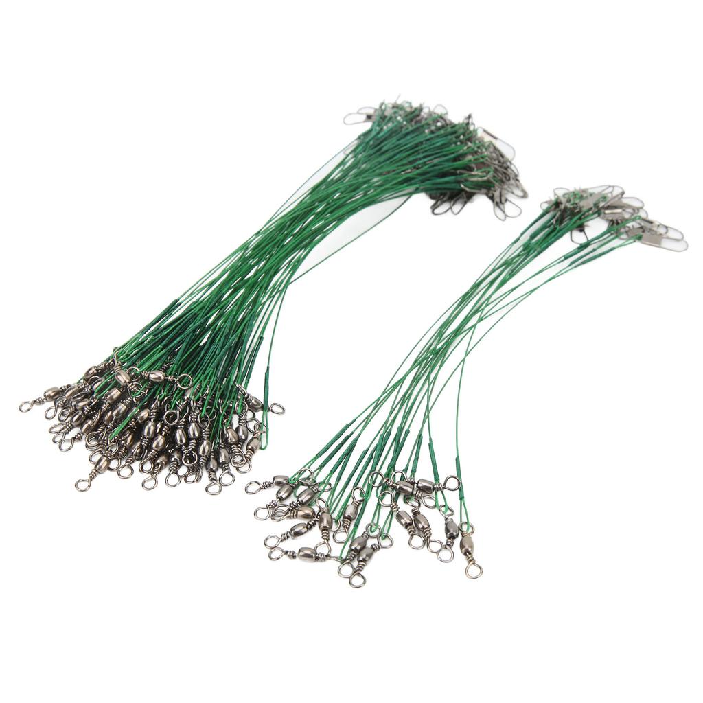 100PCS Fishing Leader Swivels Snap Anti Corroison Hard Steel Wire Leader for Saltwater 15cm / 5.9in