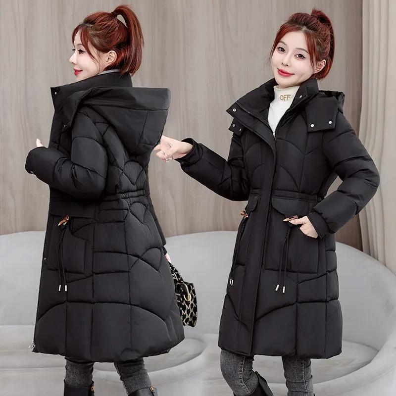Cotton-padded Jacket Women's Mid-length Winter Warm Cotton-padded Jacket Fashion Padded Jacket Jacket with Hat