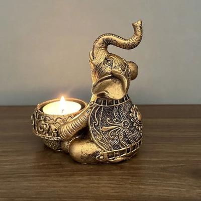 Portacandele a forma di animale, scultura con proboscide di elefante, portacandele a forma di tealight, piccoli portacandele decorativi, buoni regali portafortuna
