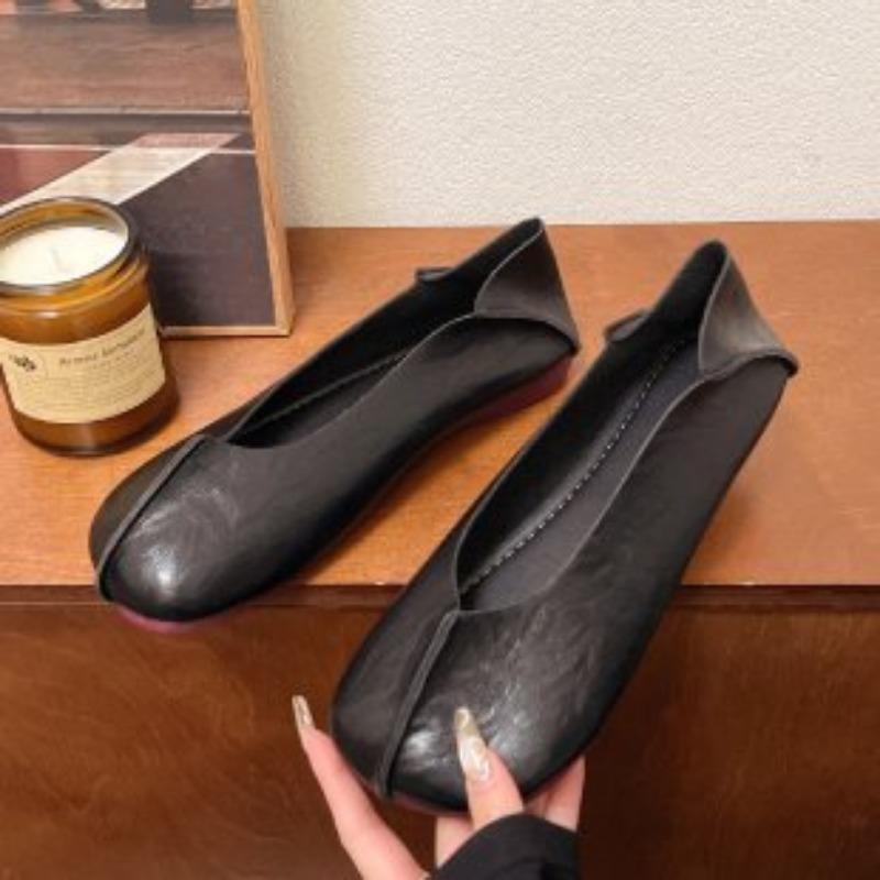 Large size shallow mouth flat bottom Doudou shoes women's new retro soft sole soft surface foot cover casual lazy single shoes