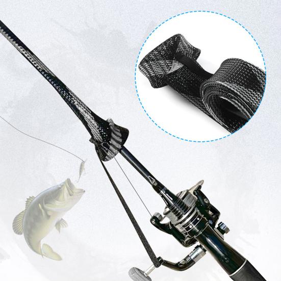 170CM Fishing Rod Sleeve with Capped Tip Stretch Breathable Mesh PET Lightweight Foldable Fishing Pole Protector Fishing Accessories