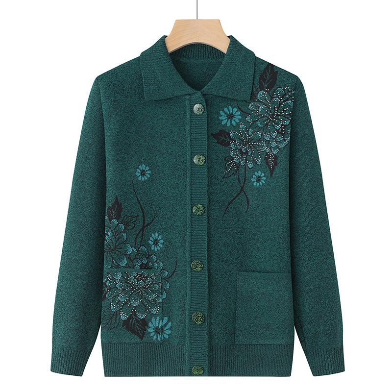Spring and Autumn Jackets for The Elderly, Spring and Autumn Women, Loose Old Lady Clothes, Mother Clothes, Knitted Sweaters, Cardigans