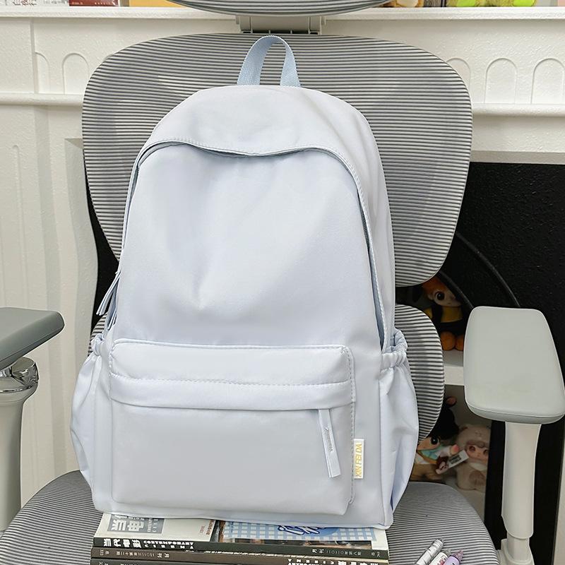 Schoolbag Schoolbag Female College Student Korean Version Ins Large Capacity Simple Solid Color Backpack Junior High School Student Backpack Boys and