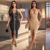 Sexy Figurbetontes Langes Damenkleid mit Strasssteinen