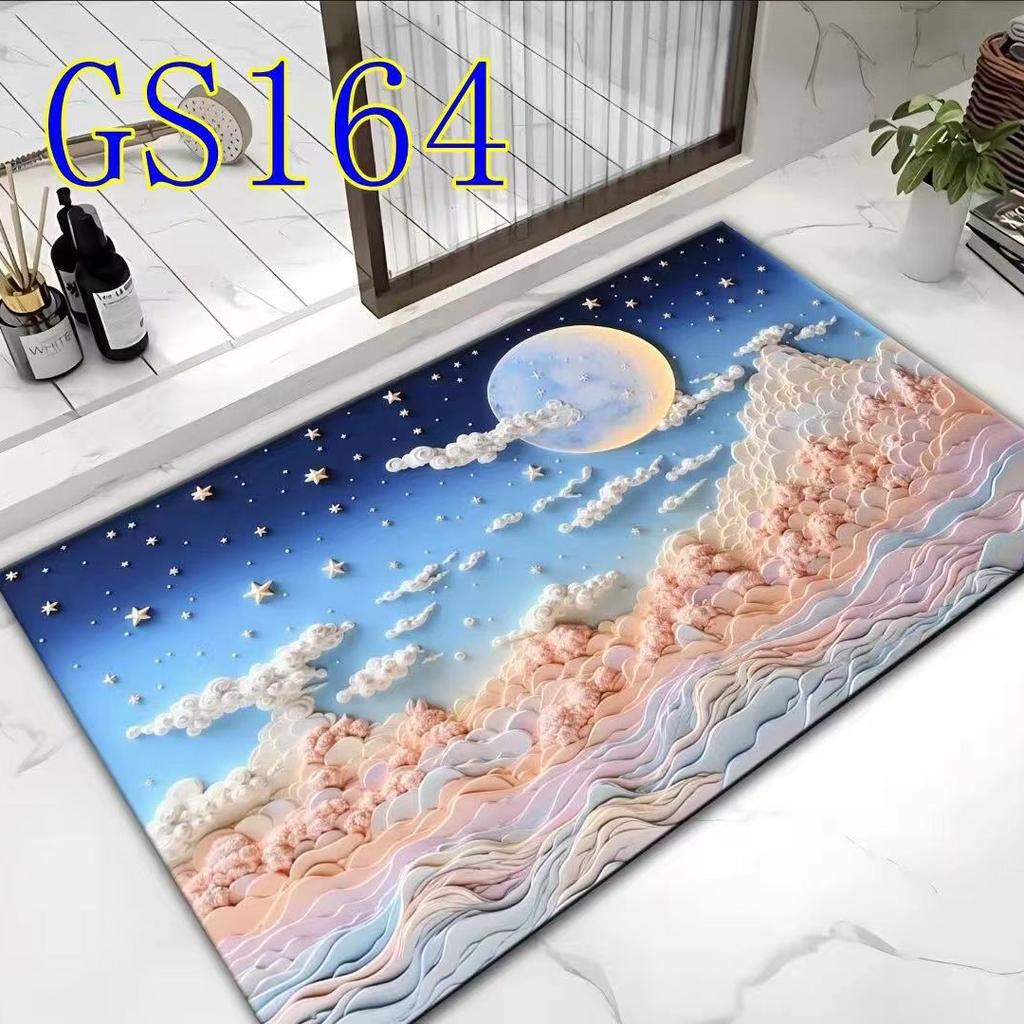 Home Floor Mat With 3D Pattern Non Slip Bath Shower Mat Water Absorbent Mat For Bathroom And Doorway Expandable Flower Rug