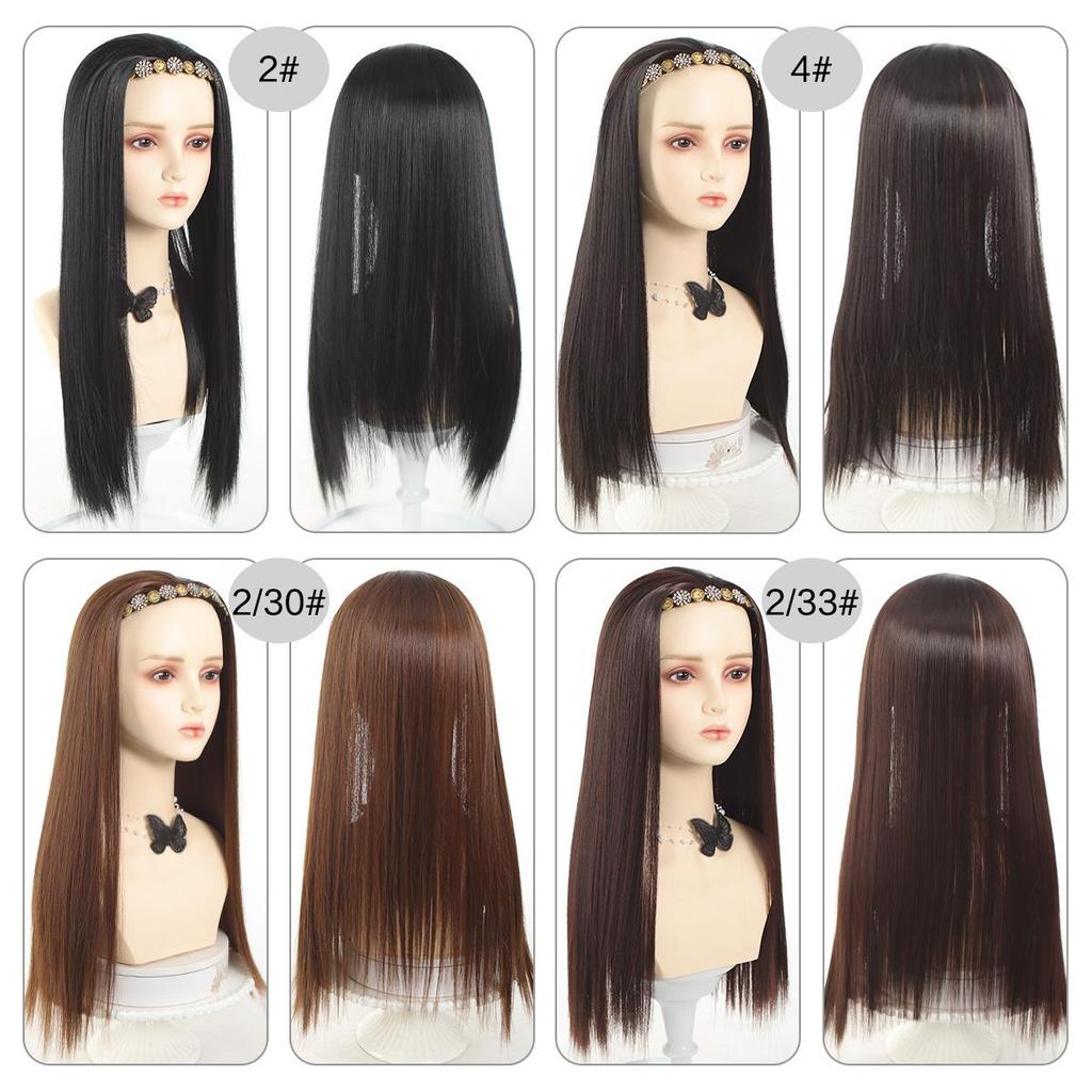 Black Brown Synthetic Long Straight Headband Half Wig Clip In Hair Extension Fluffy Natural False Hairpiece With HairBand