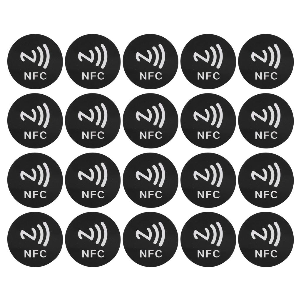 20 Pcs ID5200 NFC Stickers Adhesive Label Round 40mm Anti Interference Label with NFC Print Black