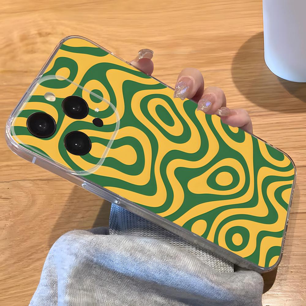 Green Texture Phone Case For IPhone 17 Pro Max 16 15 14 Pro Max 13 11 Xs Xr 8 7Plus Transparent Cover