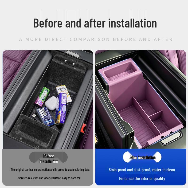 Heightened Armrest Box Storage Organizer: Compatible with 26 Xiaomi SU7 Models, Silicone Interior Partition Accessories.