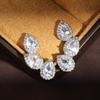 ZAKOL Luxury Shiny Zircon Leaf Stud Earrings For Women Exquisite Crystal Water Drop Ear Cuff Wrap Earring Wedding Zircon